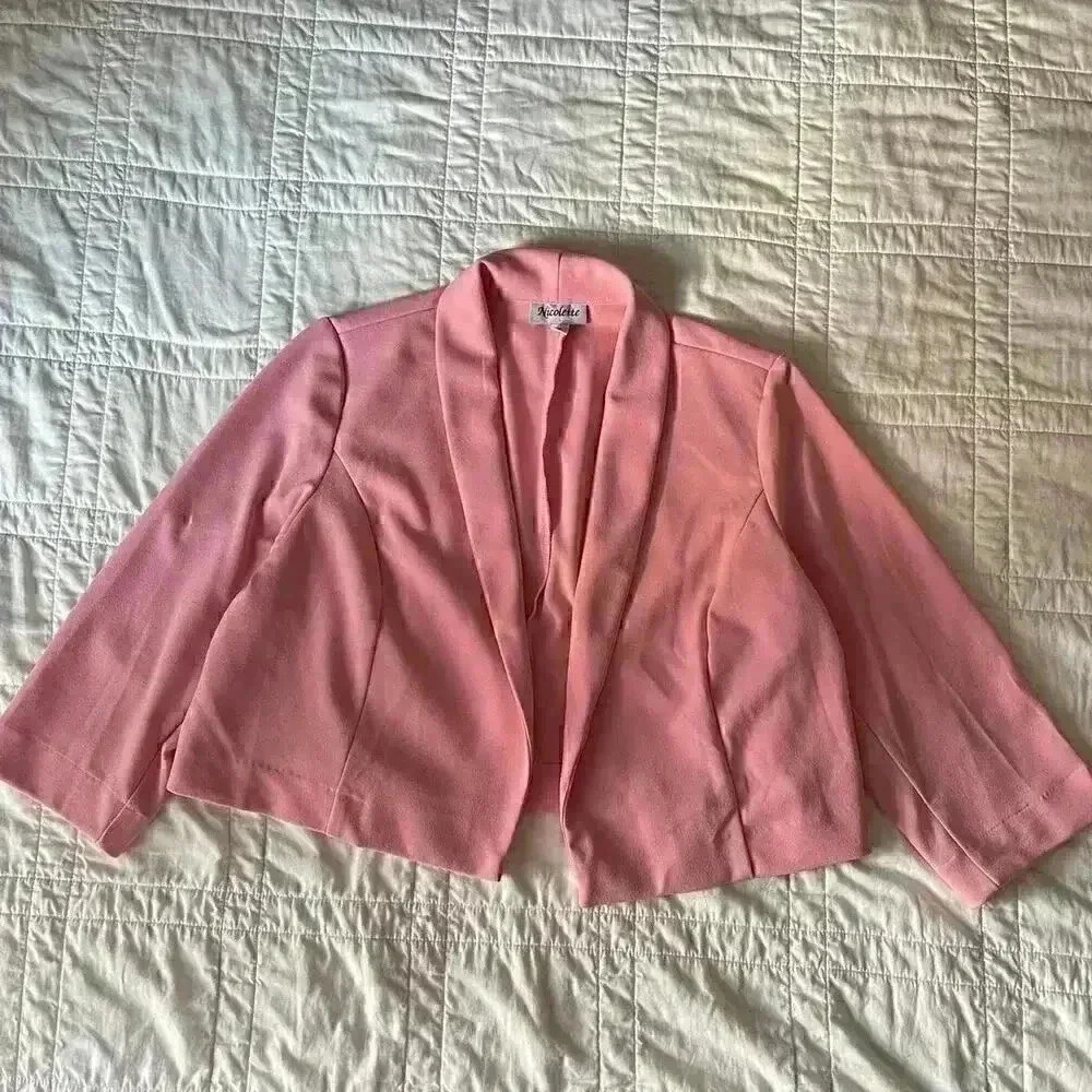 Nicolette‎ women's Pink cropped suit jacket XL minimal coquette pastel